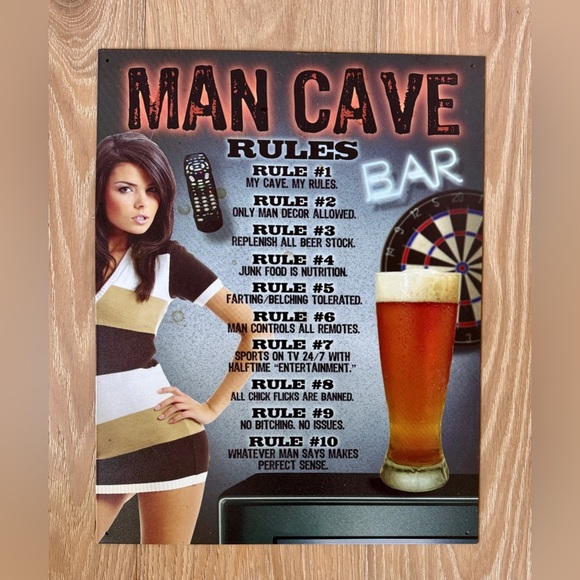 Man Cave Rules Metal Sign - Picture 1 of 3